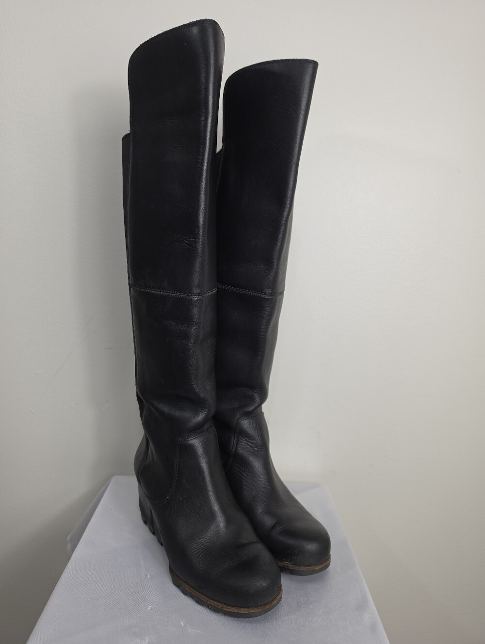 Sorel Black Over-the-Knee Platform Leather Boots